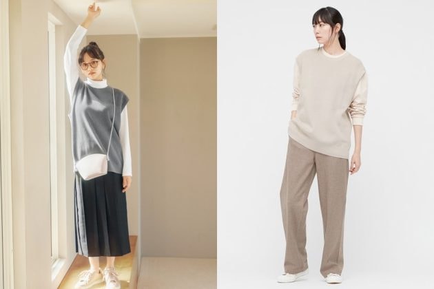 uniqlo vest knit fall winter men women boyish girls