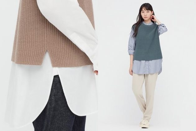 uniqlo vest knit fall winter men women boyish girls