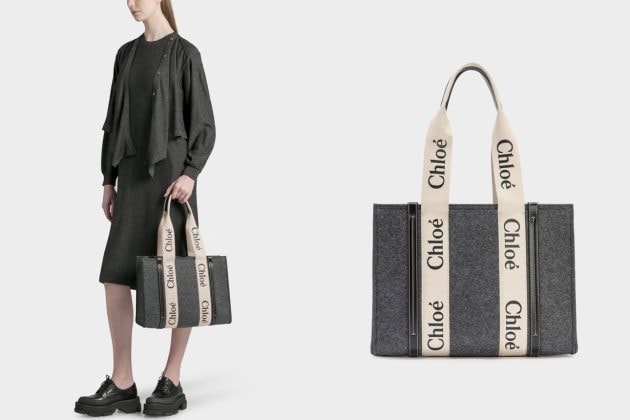 Chloé Woody fall new pattern color texture shearling new winter tote