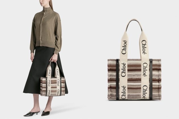 Chloé Woody fall new pattern color texture shearling new winter tote