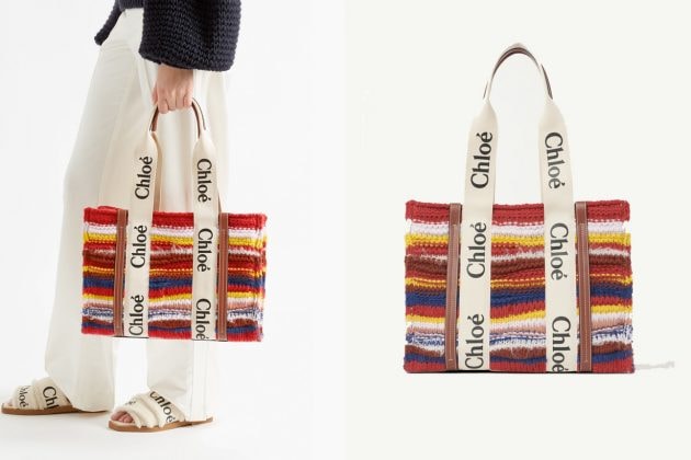 Chloé Woody fall new pattern color texture shearling new winter tote