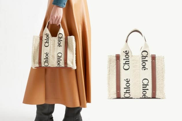 Chloé Woody fall new pattern color texture shearling new winter tote