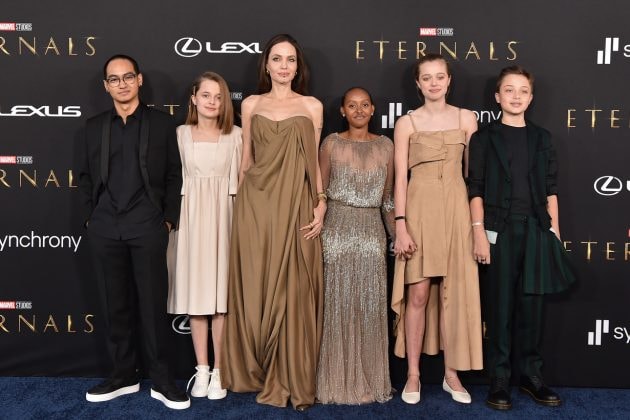 angelina jolie daughters zahara shiloh eli saab gowns rewore etermals red carpet