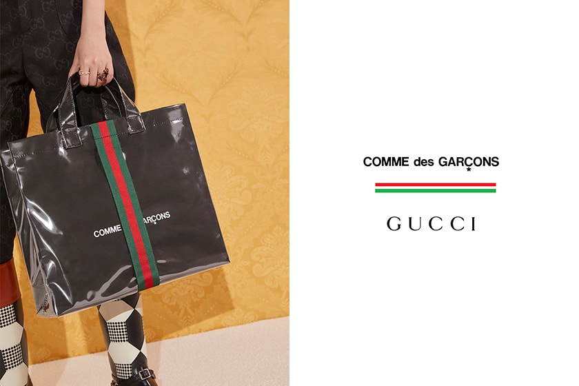 gucci comme des garcons cdg tote bag collaboration 100th anniversary release date info