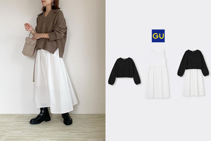 所有尺碼、顏色已完售：GU 一套兩件的毛衣連身裙以百搭設計深得日本女生喜愛