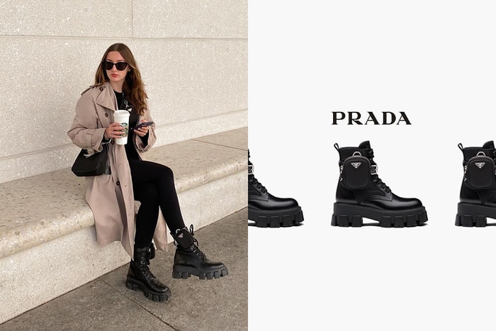 買鞋子還附送迷你袋？Prada 的 1 + 1 軍裝風短靴正被時尚博主熱烈追捧！