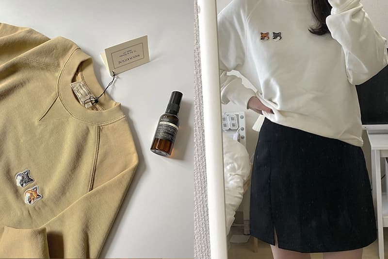 maison kitsune all right fox patch vintage sweatshirt 2021fw