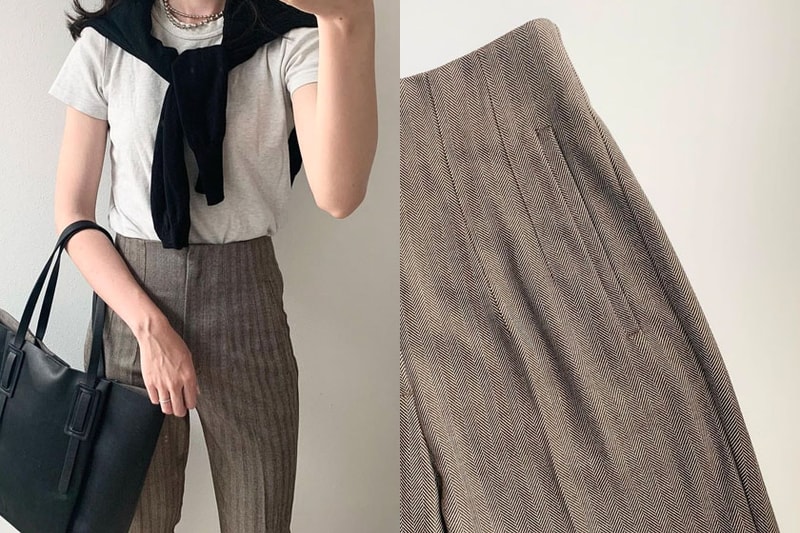 zara high rise herring bone pants 2021fw