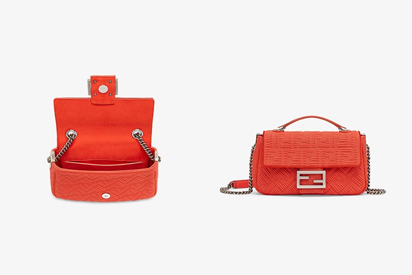 Fendi Midi Baguette Chain FF fabric bag