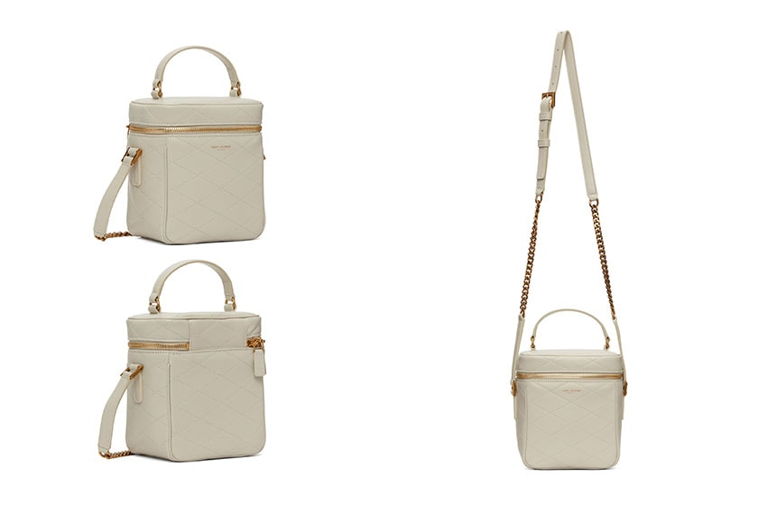 SAINT LAURENT Black White Quilted 80's Vanity Bag