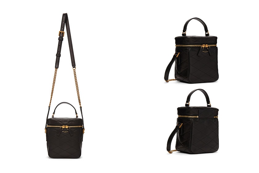 SAINT LAURENT Black White Quilted 80's Vanity Bag