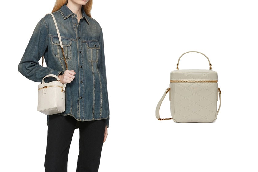 SAINT LAURENT Black White Quilted 80's Vanity Bag