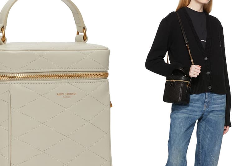 SAINT LAURENT Black White Quilted 80's Vanity Bag