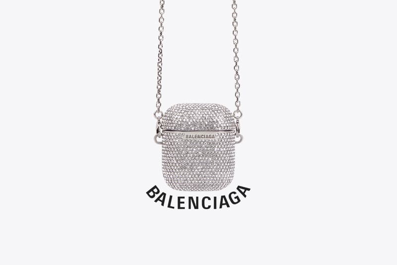 balenciaga Glam Earpods Holder in Silver shining chain