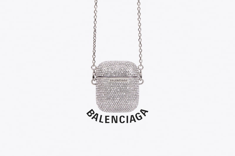 balenciaga Glam Earpods Holder in Silver shining chain