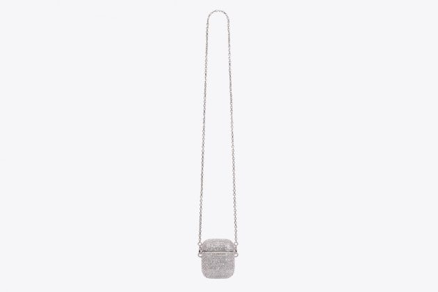 balenciaga Glam Earpods Holder in Silver shining chain