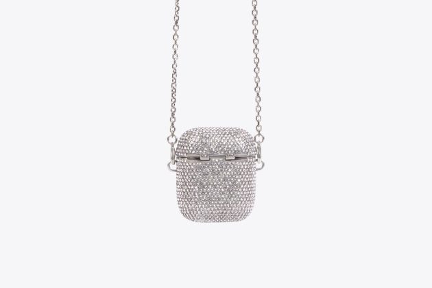 balenciaga Glam Earpods Holder in Silver shining chain