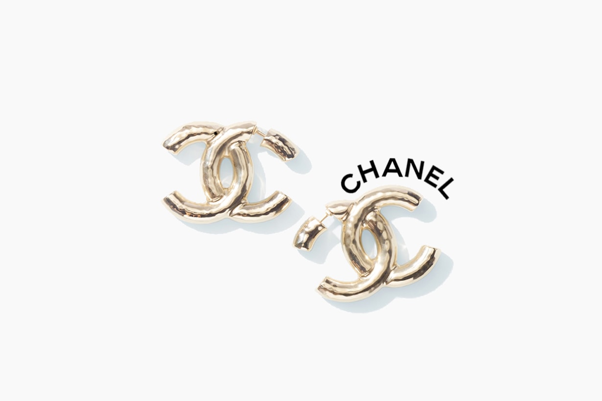 chanel logo earrings gold metal 2021 22 cruise