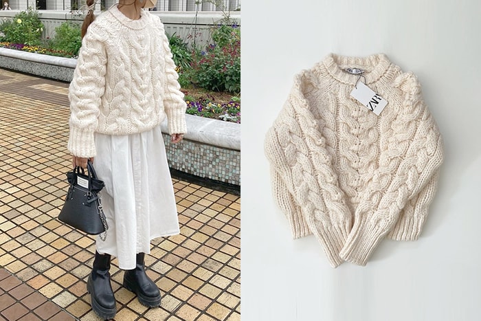 ZARA 麻花編織毛衣，日本女生好評：怎麼可以沒有這麼可愛的款式！