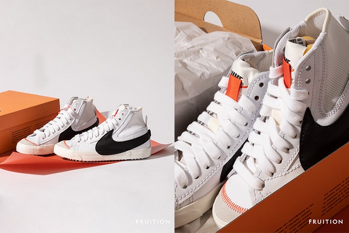 像是照了放大燈的 Swoosh 勾勾,讓這雙 Nike Blazer 波鞋格外可愛加分!
