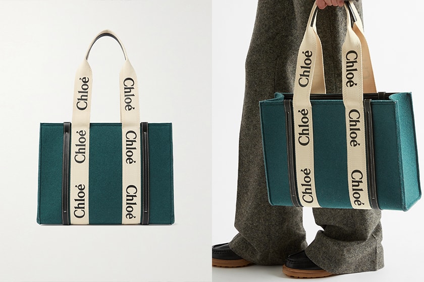Chloe Woody Tote 2022 New Color denim wool canvas