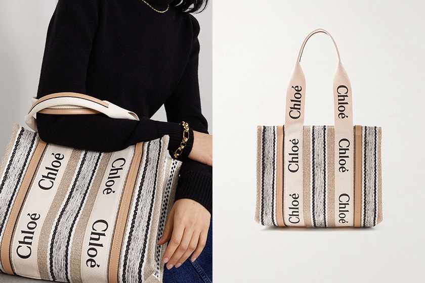 Chloe Woody Tote 2022 New Color denim wool canvas