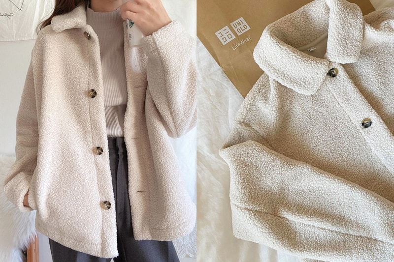 uniqlo fleece single breasted short coat 2022