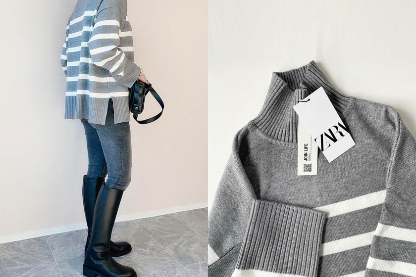 zara striped knit sweater