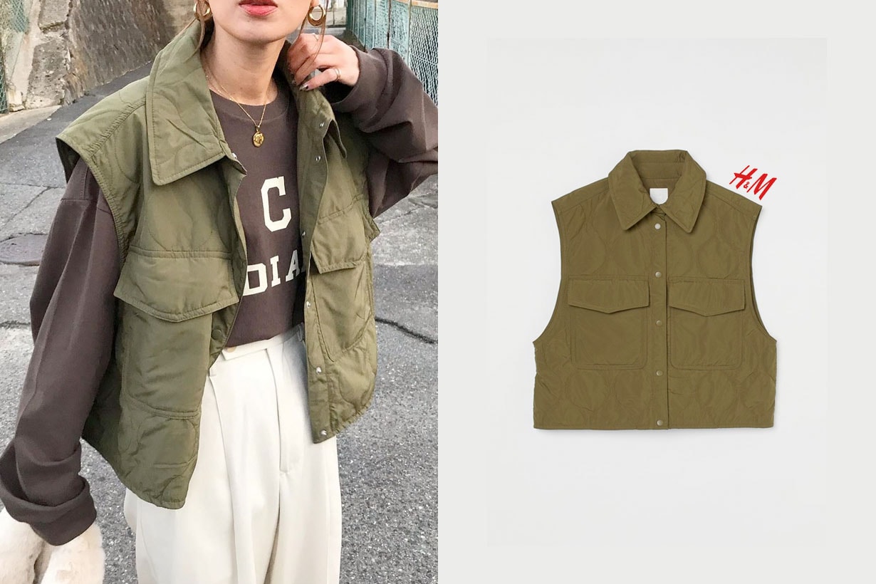 H&M vest Quilted gilet styling boyish style