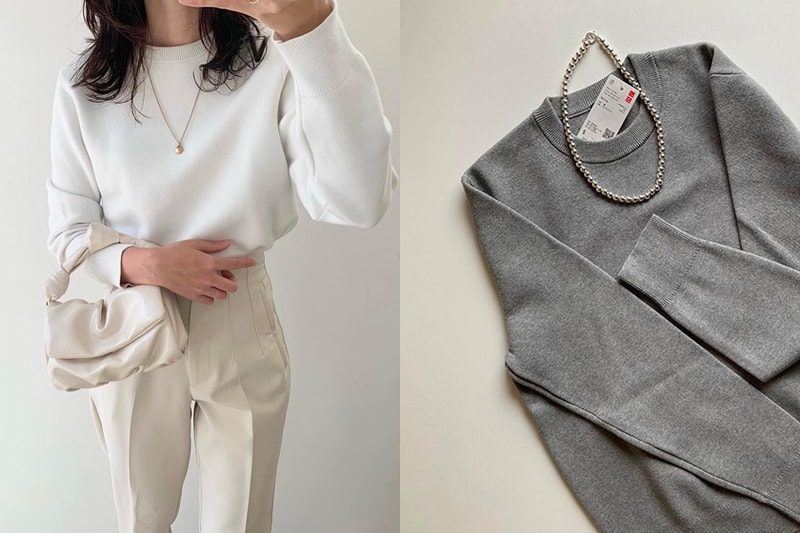 uniqlo Machine Washable Stretch Milano Rib Crew Neck Sweater