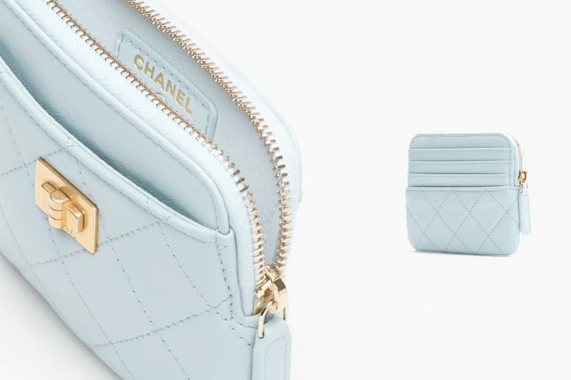 chanel 2.55 zip coin purse card holder wallet blue 2022 ss