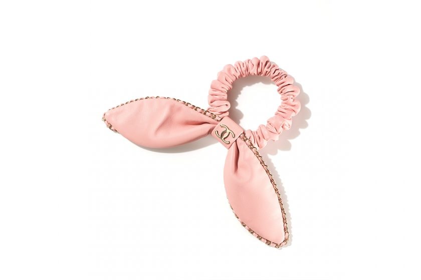chanel hair tie 2022 ss pink logo