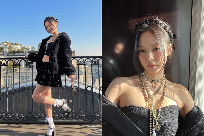 Chanel 2022 秋冬大秀上，Jennie 率性的黑色套裝＋優雅編髮再次成為焦點！