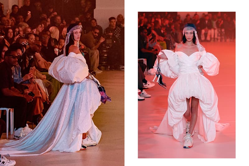 Bella Hadid off white wedding dress 2022fw runway pfw