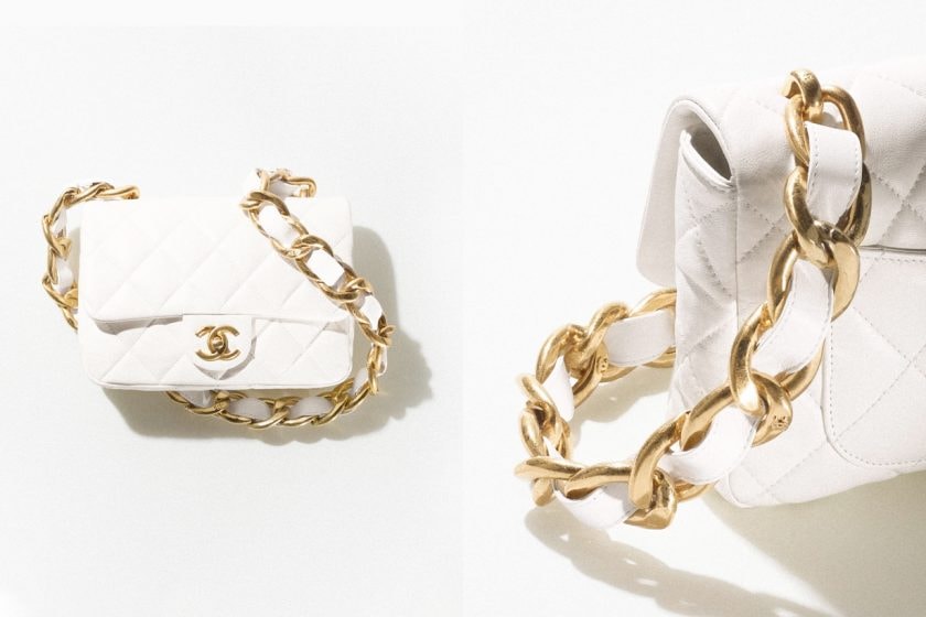 chanel leather metal chain wide version 2022 ss flap bag new