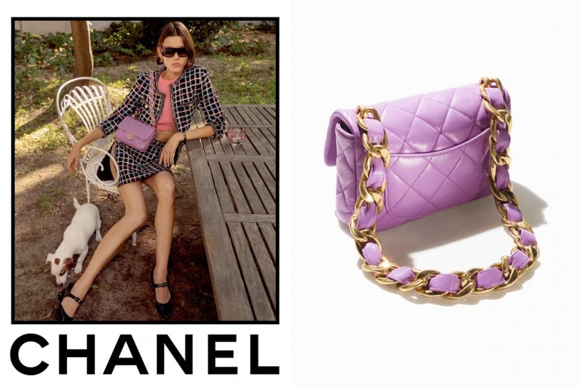 chanel leather metal chain wide version 2022 ss flap bag new