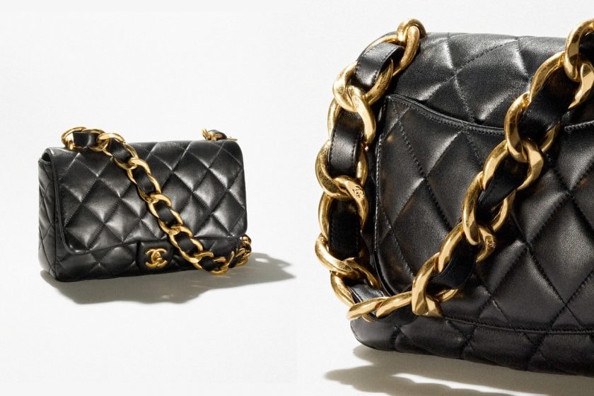 chanel leather metal chain wide version 2022 ss flap bag new