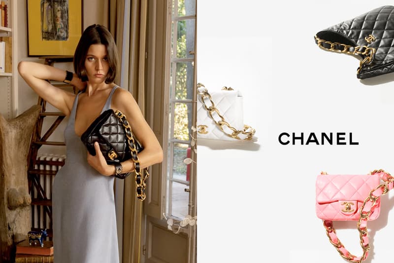 chanel leather metal chain wide version 2022 ss flap bag new