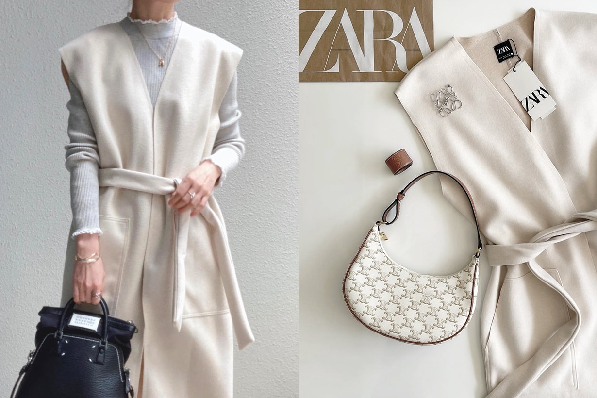 zara oversize waistcoat with belt