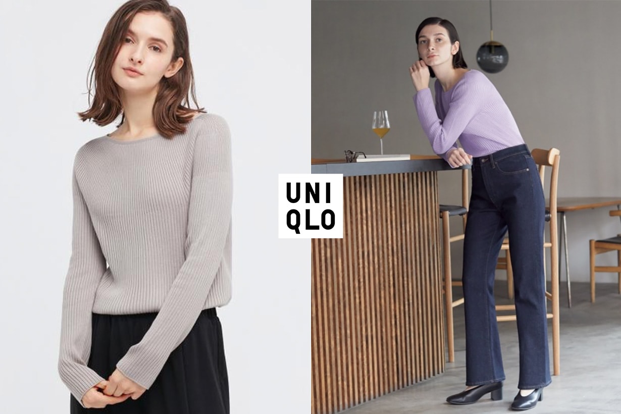 uniqlo 3d knit ribbed boat neck sweater on sale discount
