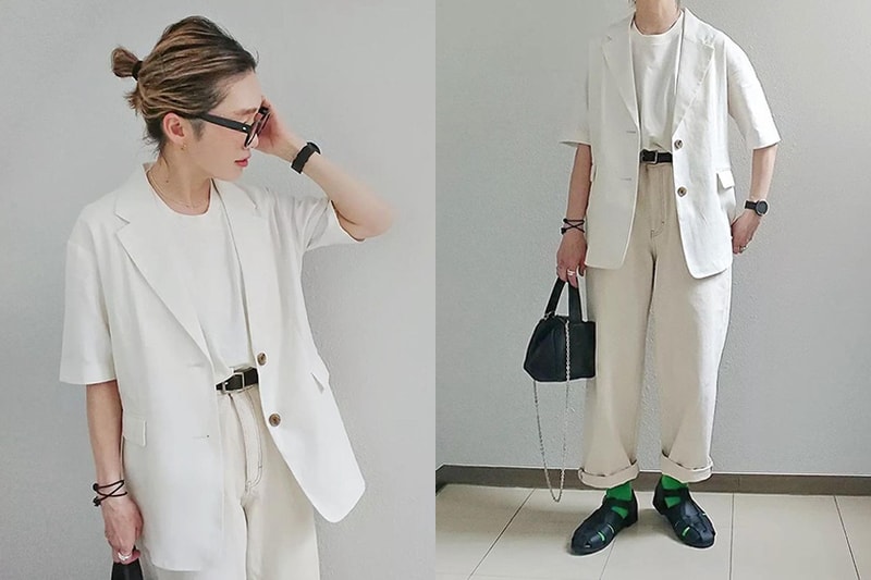 GU Linen blend oversized half sleeve jacket