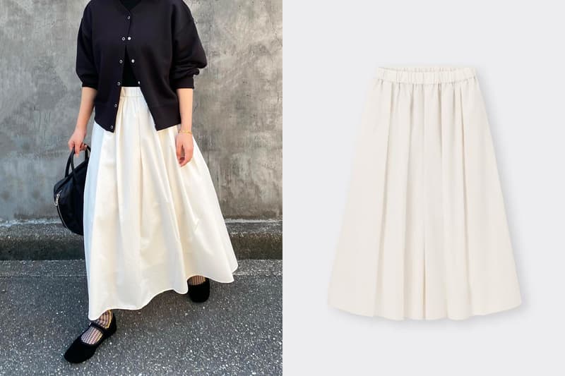 GU Tuck flare color midi skirt 2022ss
