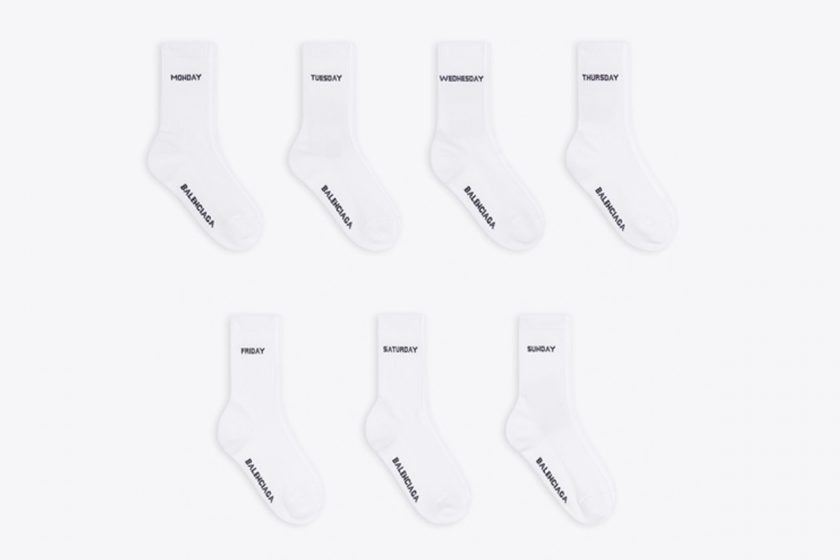 balenciaga socks week daily monday sunday basic white black