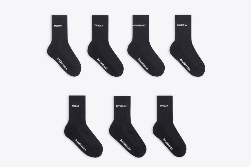 balenciaga socks week daily monday sunday basic white black