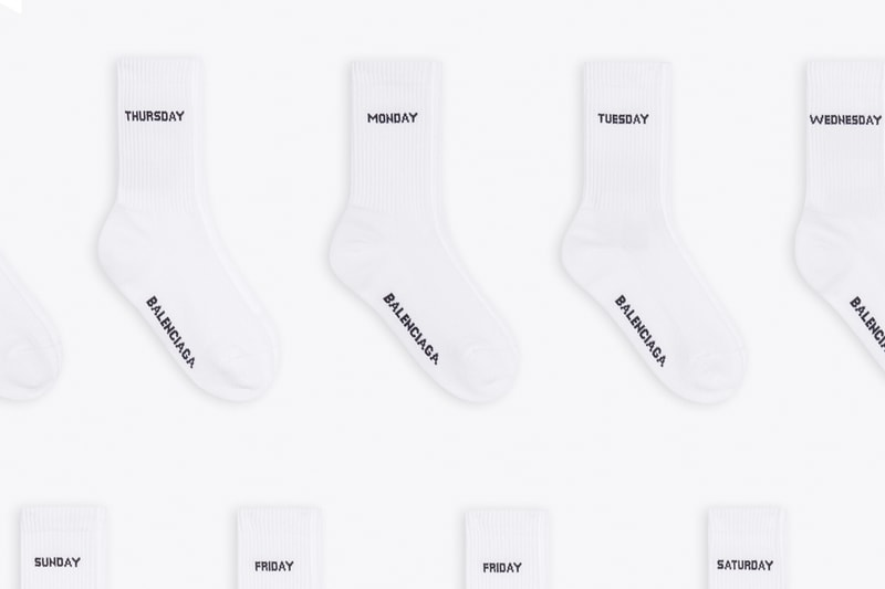 balenciaga socks week daily monday sunday basic white black