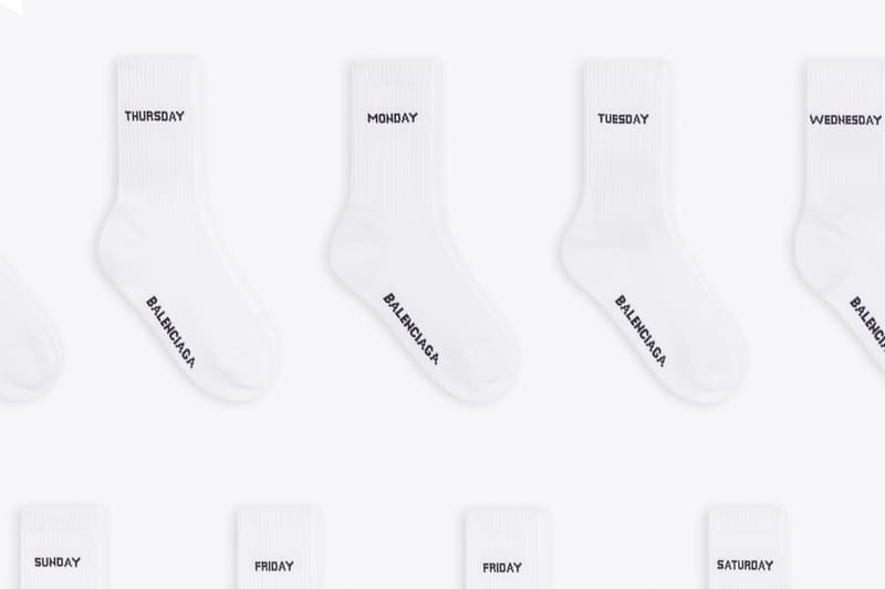 balenciaga socks week daily monday sunday basic white black