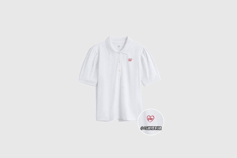 gap logo puffer sleeve polo shirt
