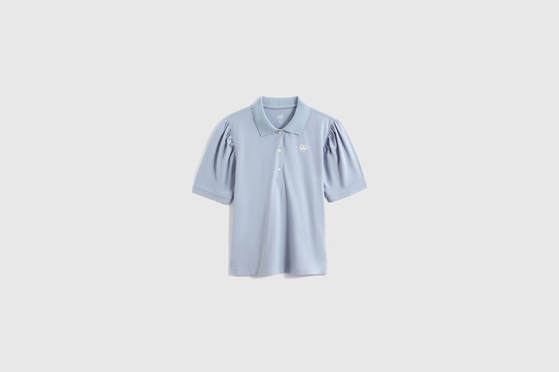 gap logo puffer sleeve polo shirt