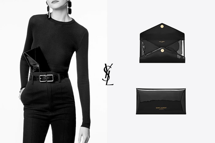 揹上時髦 +99 分:Saint Laurent 漆皮手拿包登場,率性的難以招架!