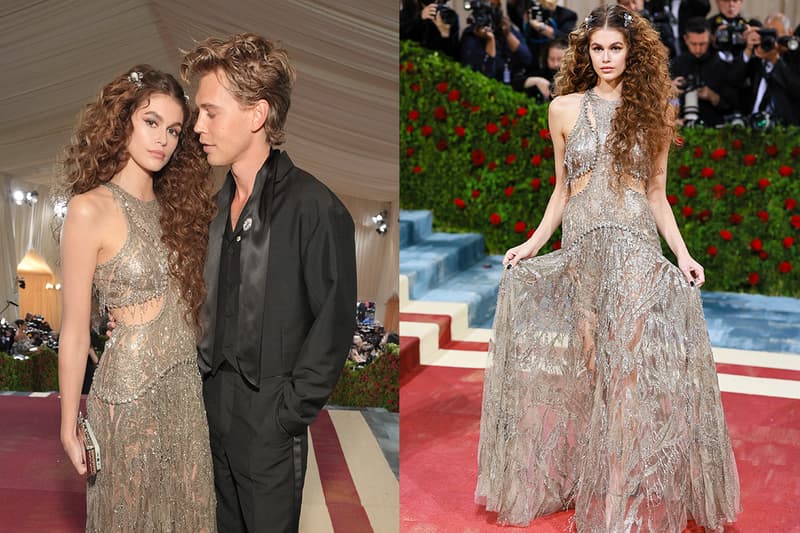 met gala 2022 kaia gerber Austin butler share sweet kiss moment red carpet